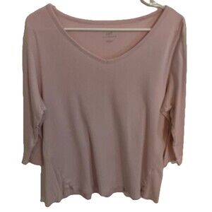 J Jill Top Blouse L Pink Pima Cotton Barbiecore Minimalist